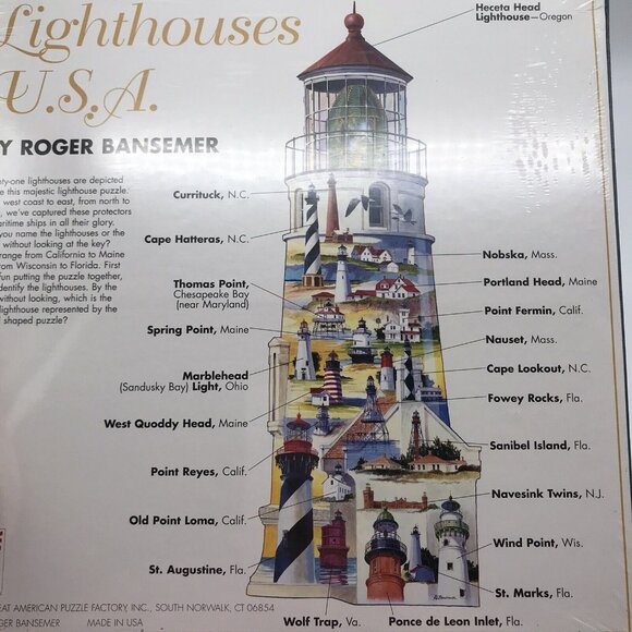 Vintage USA Lighthouse Jigsaw Puzzle 600+ Pieces America Ocean New Sealed READ - Picture 4 of 8